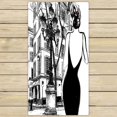 thumbnail image 1 of Toallas ABPHQTO París Mujer Joven Elegante Vestido Negro Baño Playa Piscina viaje 75x140 cm, 1 of 1