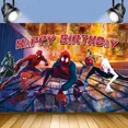 thumbnail image 4 of Spidermans Across The Spider-verse suministros de cumpleaños, decoración para Baby Shower, Pancarta, adornos para pasteles, juego de globos Miles Morales, 4 of 5