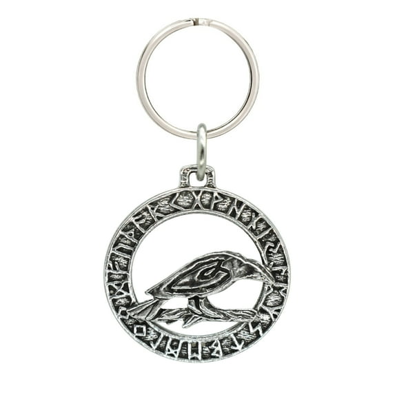 Odin's Raven Huginn, Muninn, Keychain,  G007KC, Key Fob, Pewter, Celtic, Runes, Fantasy, Medieval, Over 50 Viking Key chains Available, Made in USA, Creative Pewter Designs, 100% American Made