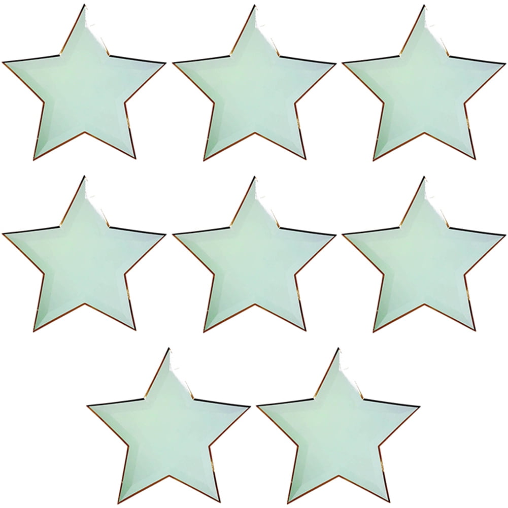 HEVIRGO 8Pcs Disposable Star Paper Plate Gold Foil Birthday Party