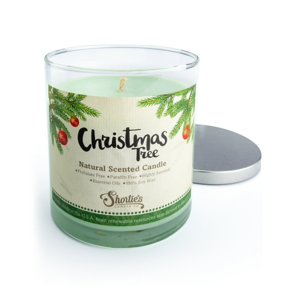 Christmas Tree Scented Natural Soy Candle, Essential Fragrance Oils, 100% Soy, Phthalate & Paraben Free, Clean Burning, 9 Oz.