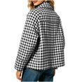thumbnail image 5 of Women's Gingham Cropped Jacket Lapel Collar Loose Fit Casual Shacket, 5 of 6