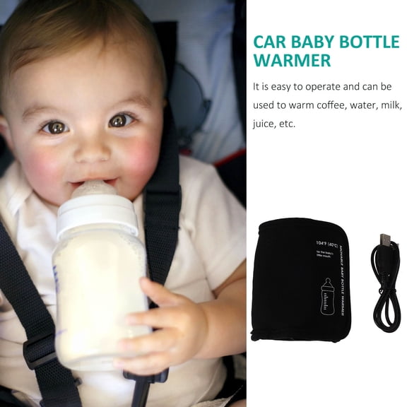 Raindrops Durable Neoprene Car Baby Bottle Warmer with 12V Temperature Programmer for Travel Use Black 65mm to 75mm