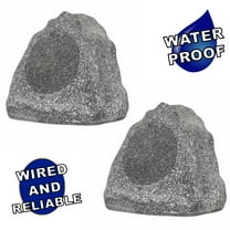 Theater Solutions 2R6G Outdoor Granite 6.5" Rock 2 Speaker Set for Deck Pool Spa Yard Garden