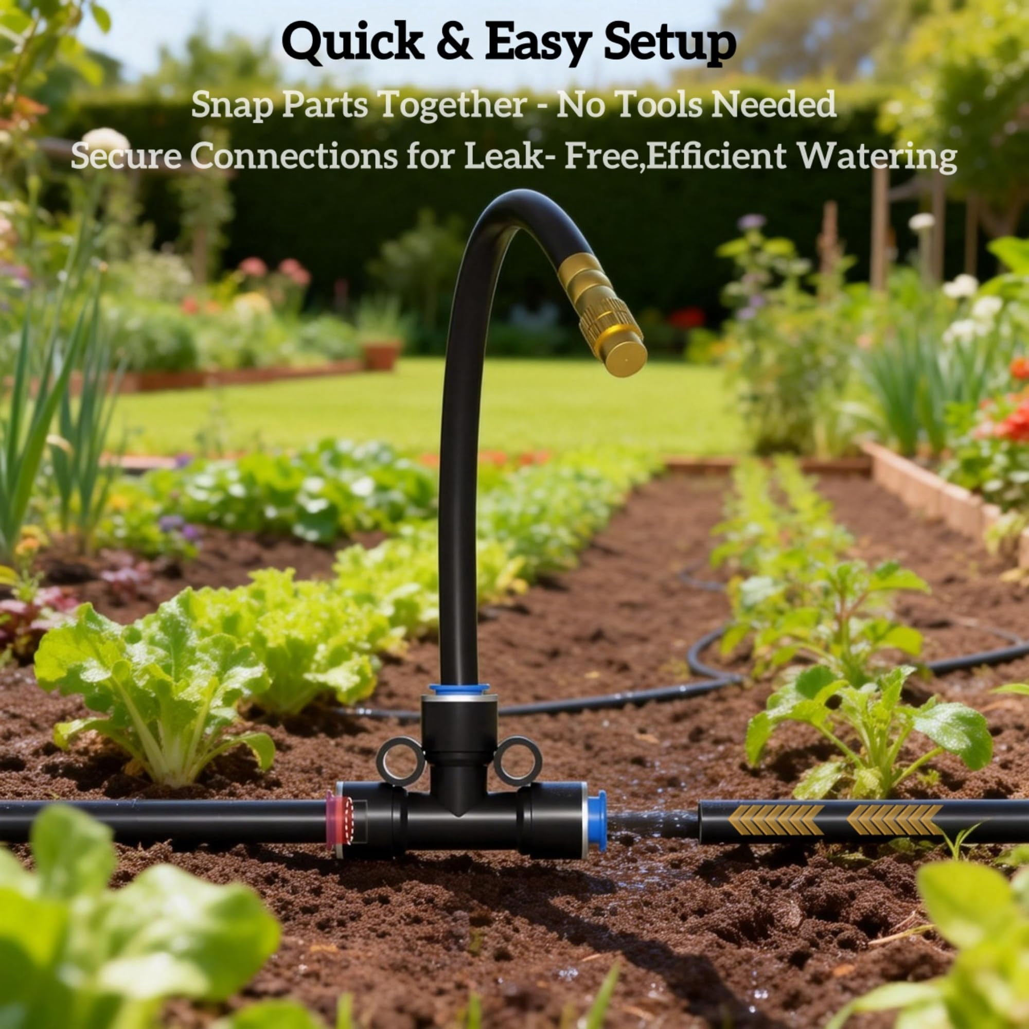 60 Ft Drip Irrigation System For Garden - Kit With 19 360°adjustable Copper Nozzles Hose  Automatic Atomizing Plant Watering Sprinkler Yard Lawn Greenhouse Potted