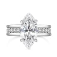 thumbnail image 2 of Bow Jewelry 14K White Gold Plated 1.97 Ct Solitaire Ring - Marquise Cut White Moissanite for Her - Engagement Wedding Ring - Beautiful Choice for Any Special Occasion - Make Her Feel Truly Special, 2 of 10