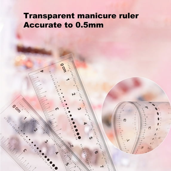opvise Nail Art Ruler Waterproof PVC Fake Nails Ruler Nail Ornaments Measuring Gadget Manicure Tools