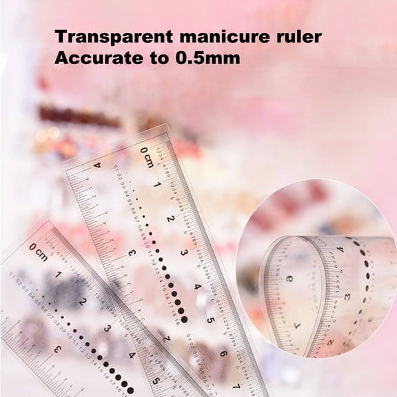 opvise Nail Art Ruler Waterproof PVC Fake Nails Ruler Nail Ornaments Measuring Gadget Manicure Tools