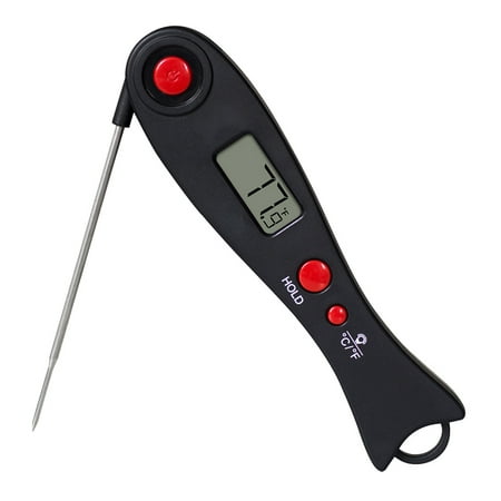 

NUOLUX Instant Read Probe Digital Folding Thermometer LCD Display Meat Temperature Measure Tool Kitchen Supplies for Cooking Grill BBQ (Black and Red)