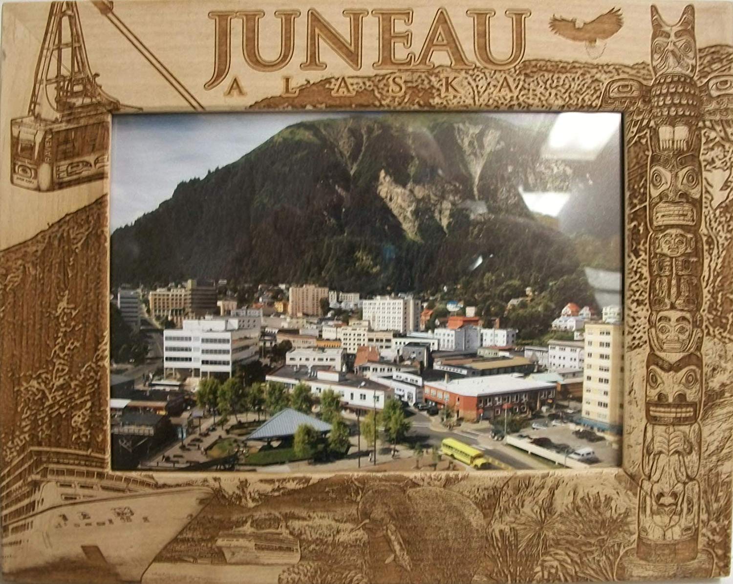 Juneau Alaska Laser Engraved Wood Picture Frame (5 x 7)