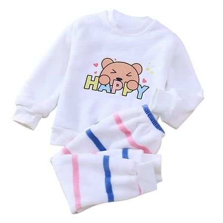 

2 Piece Toddler Boys Girls Winter Pajama Set Warm Flannel Sleepwear Set Tops Pants Outfits Soft Outfits New Born Blanket for Girls Baby Crop Top Hoodie with Sweatpants Sweat Outfits for Girls Teen