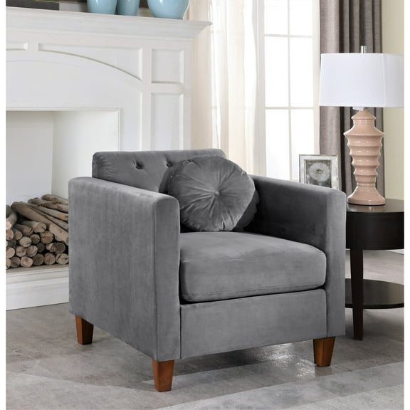 Uspridefurniture Persaud Chesterfield Chair, Grey