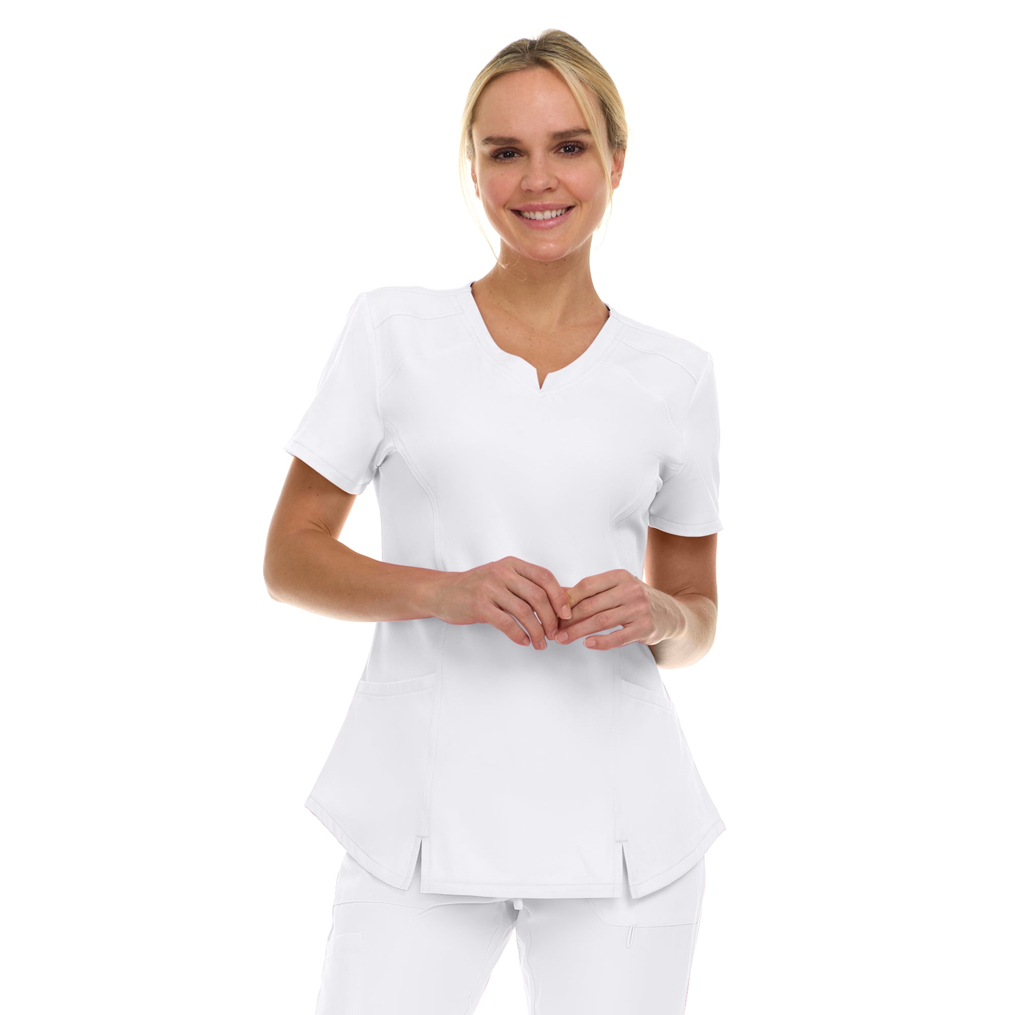 Medichic Scrubs Women's V-Neck Notch Fashion Stretch Scrub Top with Two Pockets, Flex Easy Care Fabric