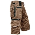 thumbnail image 3 of lcziwo Solid Color Shorts Men with Zip Pockets Denim Holiday Outdoor Trunks Beach Fishing Travel Work Shorts Coffee XXL, 3 of 8