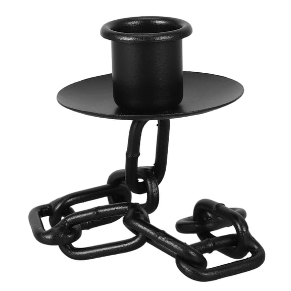 BESTYASH Black Retro Iron Candle Holder, Elegant Style, Wax Catch Tray, Home Decor