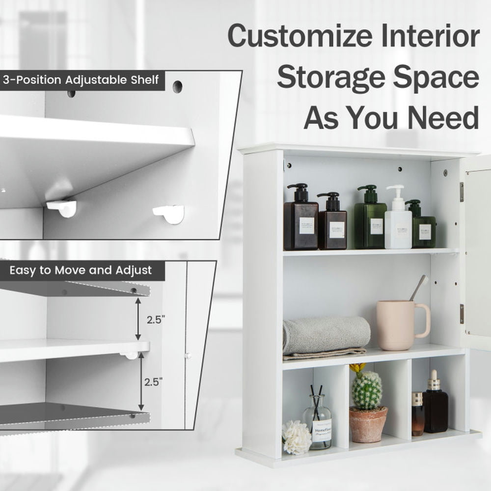 Finihen Bathroom Wall Cabinet, Wall Mounted Bathroom Mirror Cabinet, Wall Mounted and Mirrored Bathroom Cabinet, for Bathroom, White Finihen Bathroom Wall Cabinet, Wall Mounted Bathroom Mirror Cabinet, Wall Mounted and Mirrored Bathroom Cabinet, for Bathroom, White