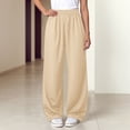 thumbnail image 2 of Xudanell Girl's Sweatpants Drawstring Waist Wide Leg Pants Casual Athletic Trousers Baggy Workout Summer Pants for 5-6 Years, 2 of 5