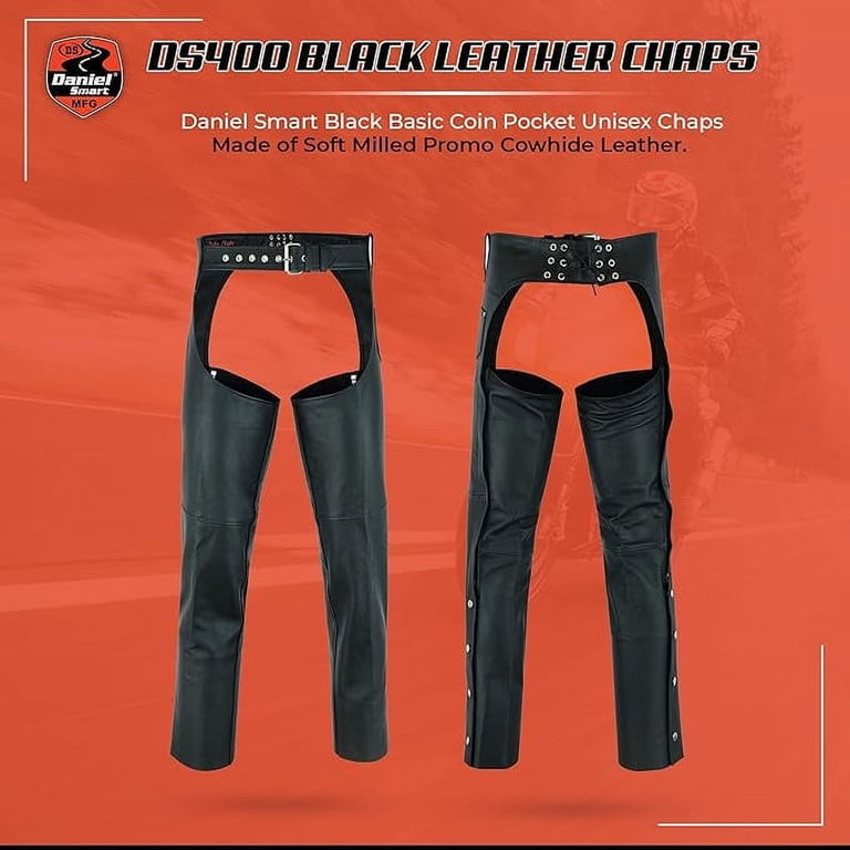 Daniel Smart Motorcycle Leather Chaps All Season Unisex Biker