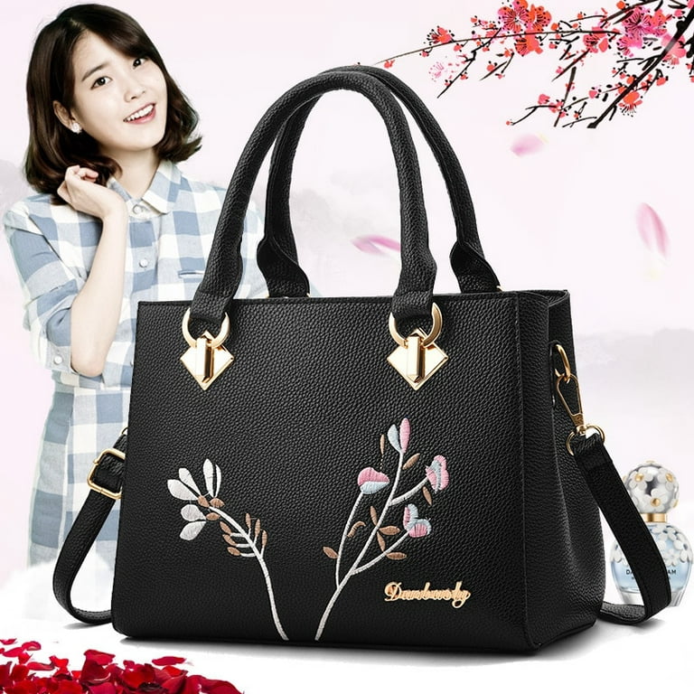 Pikadingnis Women's Floral PU Leather Hand Bag