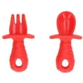 thumbnail image 2 of Silicone Spoon Fork, Silicone Spoon Led Weaning Chewable Self Feeding   For Relieving Anxiety Red,Green, 2 of 8