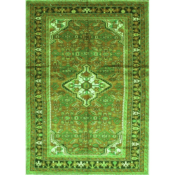 Ahgly Company Indoor Rectangle Persian Green Traditional Area Rugs, 7' x 10'