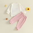 thumbnail image 5 of yboeqw Baby Girl Fall Outfit Set Kid's Winter Cute Embroidered Long Sleeve Sweatshirt Top Pants 2 Piece Clothing for 1t 2t 3t 4t,Size 2-3 Years, 5 of 6