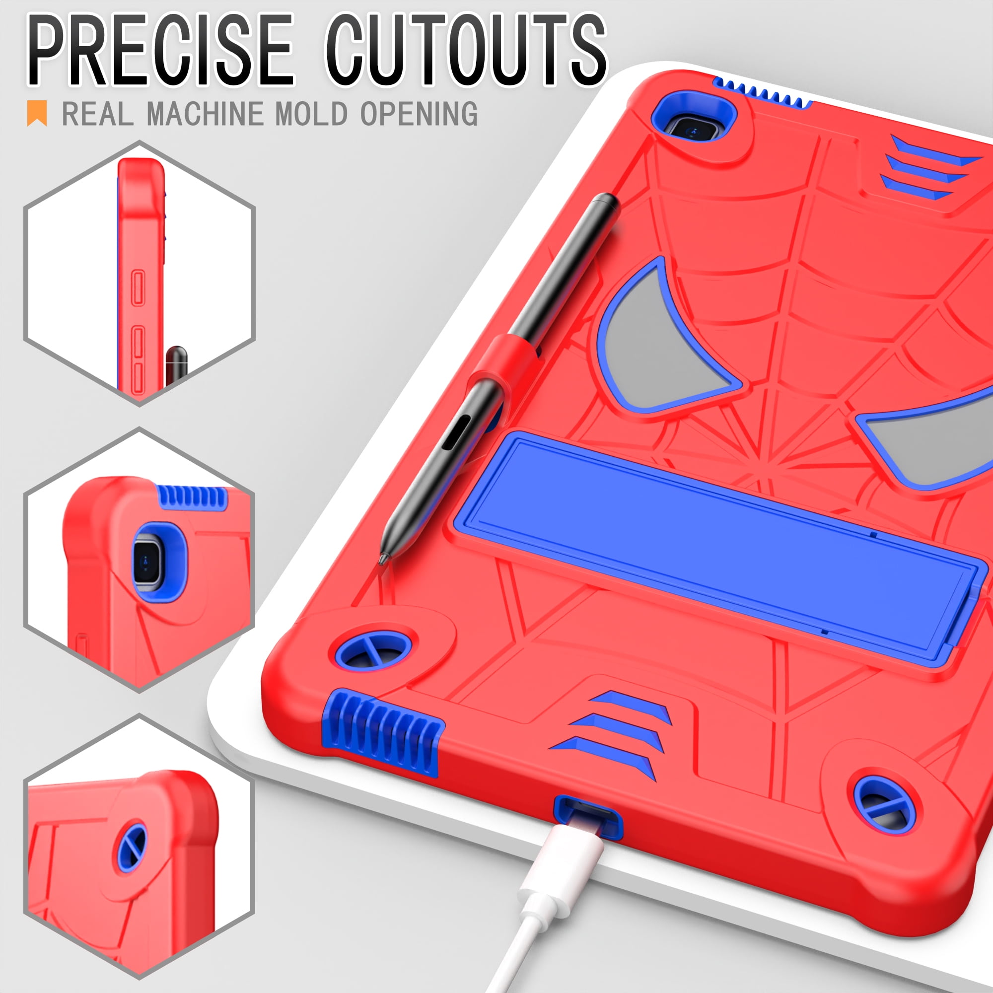 Dteck for iPad Air 5th/4th Gen Case iPad Pro 11 Case 2022/2021/2020/2018 with Pencil Holder, Heavy Duty Hybrid Shockproof Rugged Kids Case with Kickstand Crossbody Shoulder Strap,Red+Blue