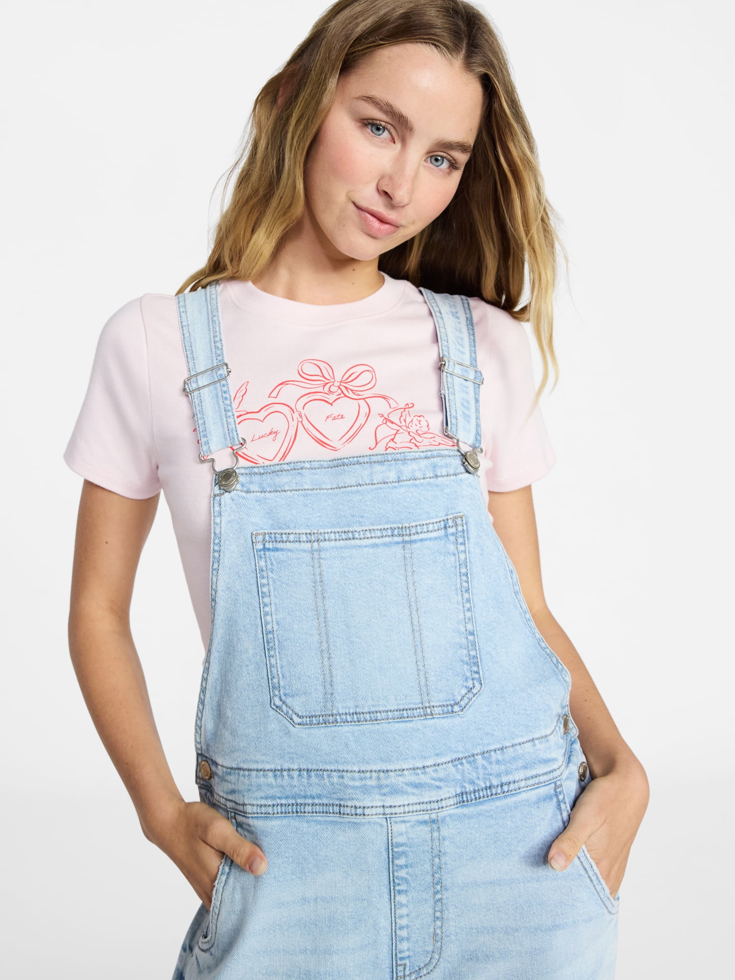 No Boundaries Baggy Denim Overalls, Women's Sizes XXS-XXL