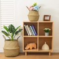 thumbnail image 2 of Cesta de almacenamiento de paja natural tejida con soporte de 2 plantas, decoración casera hecha a mano para plantas (m, 12,6x11,02 pulgadas) Feliz Sencillez, 2 of 5