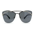 thumbnail image 2 of Womens Rimless Top Brow Trim Rhinestone Cat Eye Sunglasses Gold Black Solid Black, 2 of 4