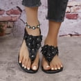 thumbnail image 2 of Lenago Sandals Women Casual Outerwear Versatile Plus Size Round Toe Thong Open Toe Flat Soft Sole Floral Sandals 36, 2 of 9