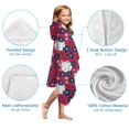 thumbnail image 7 of Red Baseballs with Blue Flowers Pattern Hooded Bath Towel，50"x30" for Ages 3 To 12 Kids, Quick Dry Lightweight Soft Microfiber Hood Beach Towel Cover Up for Kids, 7 of 7