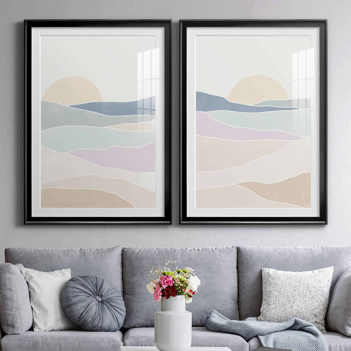 Wexford Home Wave Tableau I Premium Framed Print, 26.5" x 36.5" - Ready to Hang, Black (Set of 2)