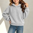 thumbnail image 4 of Frostluinai Fuzzy Fleece Hoodie for Girl 4-15 Years Warm Fluffy Sweatshirts Long Sleeve Solid Casual Sweat Shirts for Fall Winter, 4 of 10