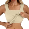 thumbnail image 2 of Women Daily Wear Thin Strap Camisole Tops Built in Removable Stretch Breathable Fabric Adjustable Straps Occasion Sleeveless Shirts Casual Wear Tops (Khaki,2XL), 2 of 9