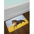 thumbnail image 2 of Horses Bath Mat, Friesian Horse with Mane Gallops in Meadow Equestrian Mystery Vitality Horse, Non-Slip Plush Mat Bathroom Kitchen Laundry Room Decor, 29.5 X 17.5 Inches, Yellow Brown Blue, Ambesonne, 2 of 2