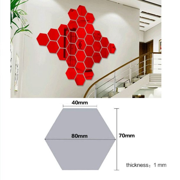 3D Hexágono Acrílico Espejo Pegatinas De Pared DIY Arte Decoración Del Hogar Sala De Estar Pegatina Decorativa