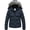 Navy, variant on Heting Women's Puffer Jacket Winter Coat Waterproof Overcoat Warm Hooded with Multi-Pockets Black M