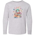 thumbnail image 3 of Inktastic Bookworm Flowered Reading Long Sleeve Youth T-Shirt, 3 of 5
