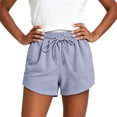 thumbnail image 5 of WAGUTH Women's Waffle Knit Shorts Elastic High Waist Drawstring Wide Leg Shorts Casual Summer Soft Lightweight Sweat Shorts with Pockets,Gray,3XL, 5 of 6