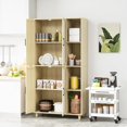 thumbnail image 5 of 70" Kitchen Pantry Cabinet, Tall Pantry Storage Cabinet with 4 Door Cabinet with 4 Shelves with 4 Adjustable Inner Shelves, Storage Cabinet for Kitchen, Dining Room, Living Room (Natural), 5 of 9