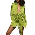 thumbnail image 1 of SAYOO, vestido camisero de manga larga para mujer, botones informales, Color sólido, vestido de fiesta envolvente para playa, Club, ropa de calle SAYOO  moda, 1 of 8