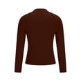 thumbnail image 4 of Fshiont Y2k Womens Long Sleeve Stretch Mock Neck Ribbed T-Shirt Slim Fit Casual Basic Tops Brown One Size, 4 of 7