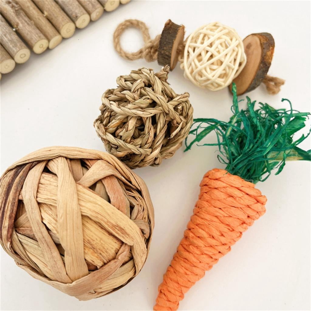 Natural Wooden Funny Toy Chew for Small Mouse RattanBalls Hamster Bridge Wooden Cage Accessories