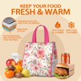 thumbnail image 5 of Pioneer Flower Floral Print Pattern Insulated Lunch Bag for Women & Adults,Large Portable Soft Cooler Lunch Bag,Thermal Food Storage Tote with Pearl Cotton,8.66L,8.75x5.75x9.5 Inch, 5 of 6