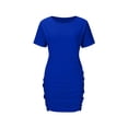 thumbnail image 4 of Vestido de Denim de Manga Corta Mujeres de Color Sólido Francés Cuello Redondo Manga Temperamento Estilo Corto Cadera Abrazar Falda Cintura Delgada Plegado Vestido de Manga Corta, 4 of 9