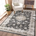 thumbnail image 6 of Vintage Boho Washable Area Rug – Non-Slip, Soft, Low Pile Carpet for Living Room, Bedroom, Dining Room, Nursery, Office – Black, USA, 8x10ft (244x305cm), 6 of 8