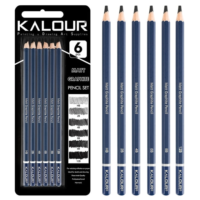 Juego de lápices Matt Graphite de 15 piezas para dibujo profesional con caja