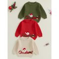 thumbnail image 3 of Toddler Baby Girls Boys Sweater Christmas Clothes 6 9 12 18 24 Months 2T 3T Letter Santa Embroidery Crew Neck Long Sleeve Kids Pullovers Fall Tops, 3 of 9