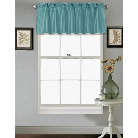 Silk Teal Curtains (S18) TEAL 1PC Elegant Straight Faux Silk Rod Pocket Swag Waterfall Valance, 55